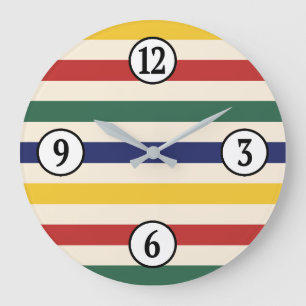 Colourful Horizontal Stripes Large Clock