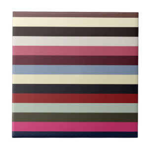 Colourful Horizontal Stripes Pattern Ceramic Tile