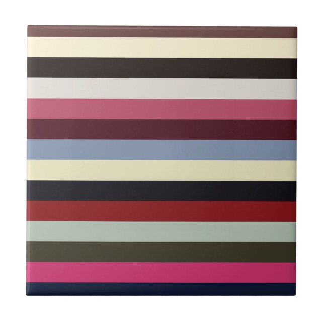 Colourful Horizontal Stripes Pattern  Ceramic Tile (Front)