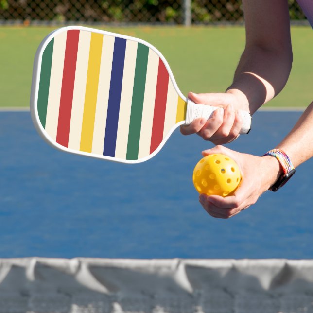 Colourful Horizontal Stripes Pickleball Paddle (Insitu)