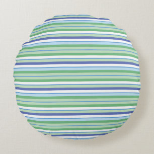 Colourful horizontal stripes round cushion