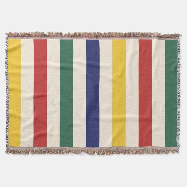 Colourful Horizontal Stripes Throw Blanket (Front)