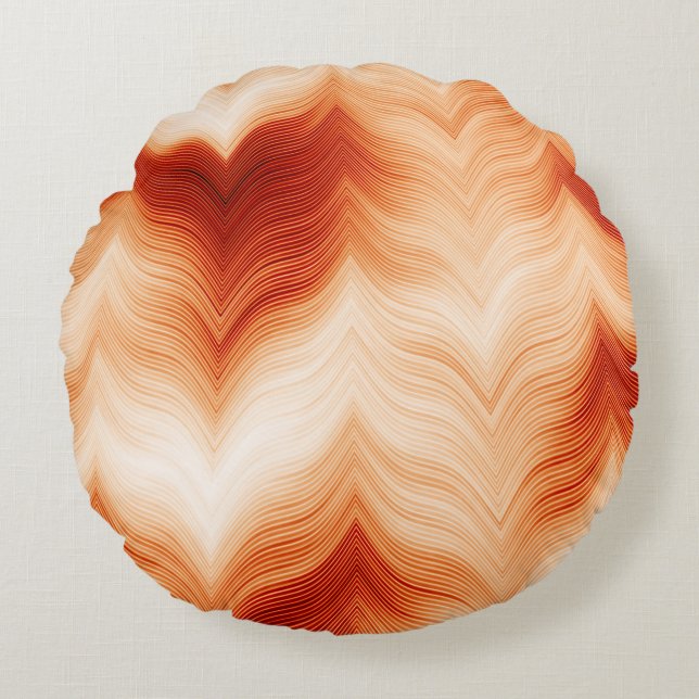Colourful horizontal wavy pattern round cushion (Front)
