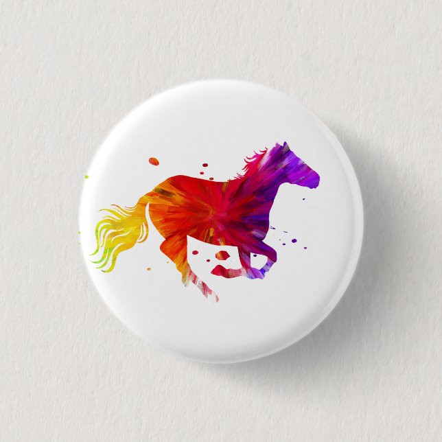Colourful Horse 3 Cm Round Badge (Front)