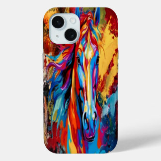 Colourful Horse Abstract Mobile Case, iPhone 15 Case
