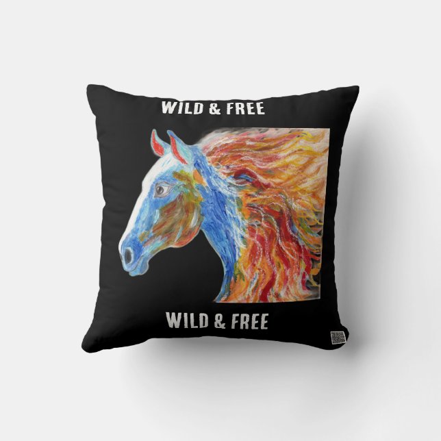 Colourful Horse (Mum Stanworth) Cushion (Back)