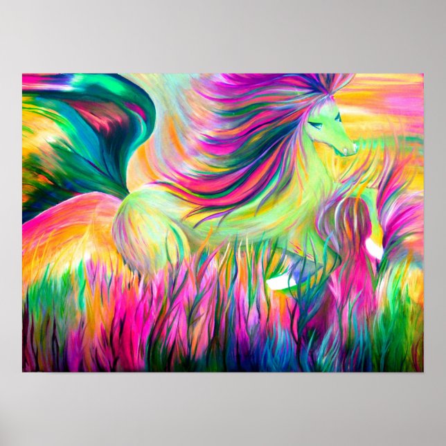 Colourful horse painting poster (Front)