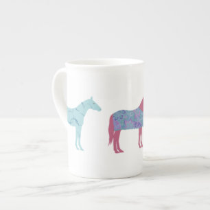 Colourful Horse Pattern Bone China Mug