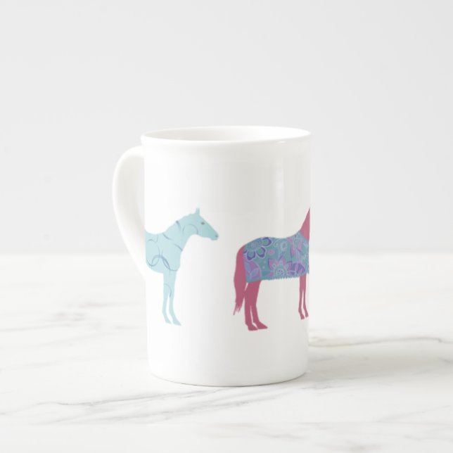 Colourful Horse Pattern Bone China Mug (Front Left)