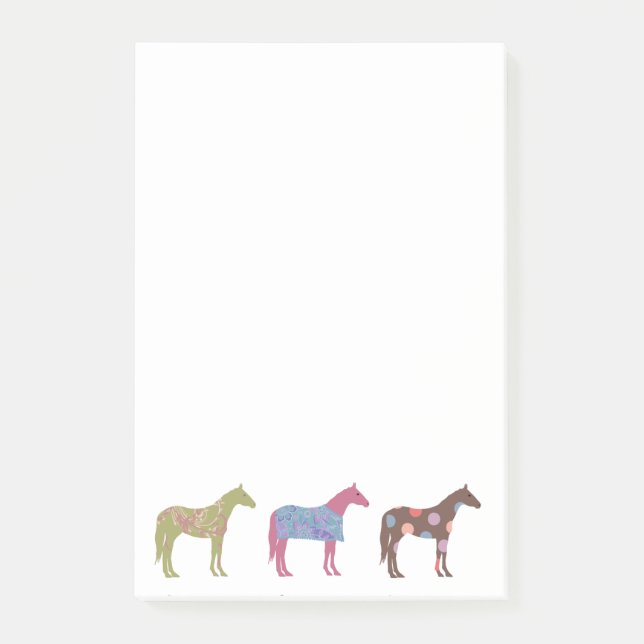 Colourful Horse Pattern Post-it Notes (Front)