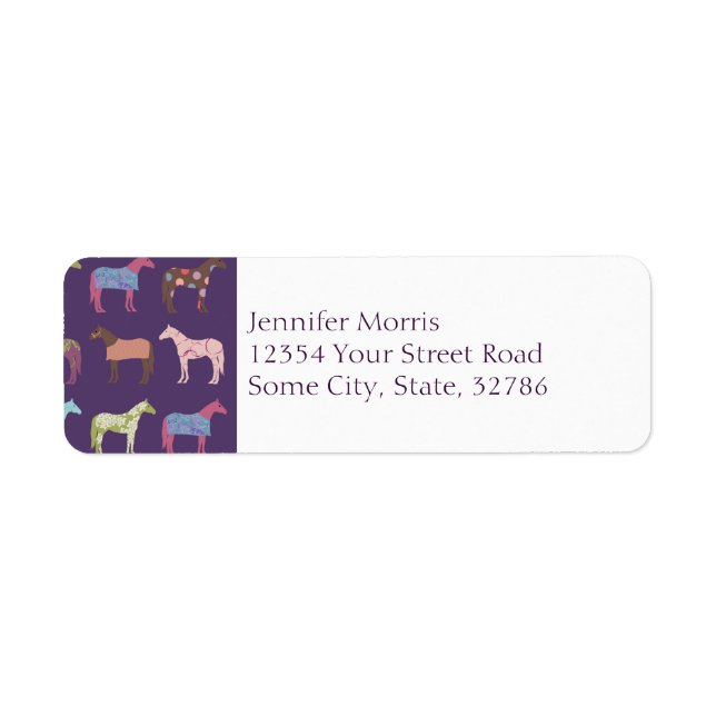 Colourful Horse Pattern Return Address Label (Front)