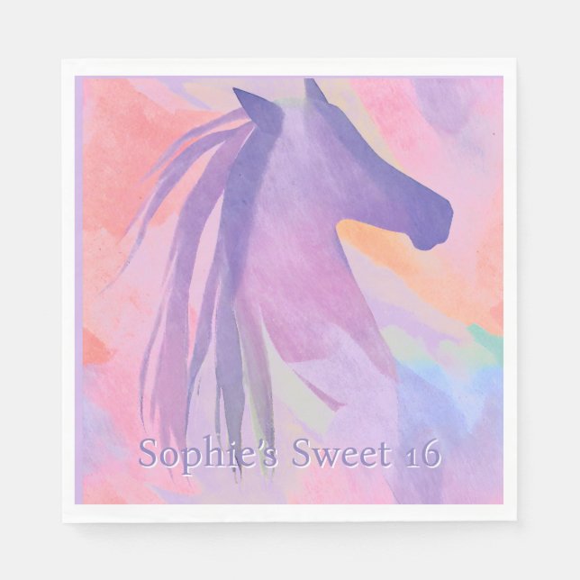 Colourful  horse  -personalised napkin (Front)