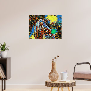 Colourful Horse Print Poster Artwork Mural
