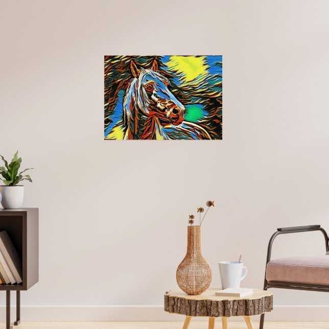 Colourful Horse Print Poster Artwork Mural (Living Room 3)
