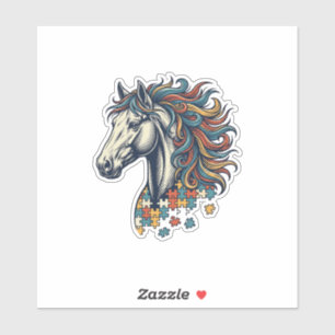 Colourful Horse Puzzle Piece Vintage Engraving T-S