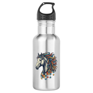 Colourful Horse Puzzle Piece Vintage Engraving T-S 532 Ml Water Bottle