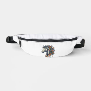 Colourful Horse Puzzle Piece Vintage Engraving T-S Bum Bags