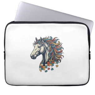 Colourful Horse Puzzle Piece Vintage Engraving T-S Laptop Sleeve