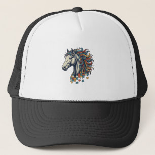 Colourful Horse Puzzle Piece Vintage Engraving T-S Trucker Hat