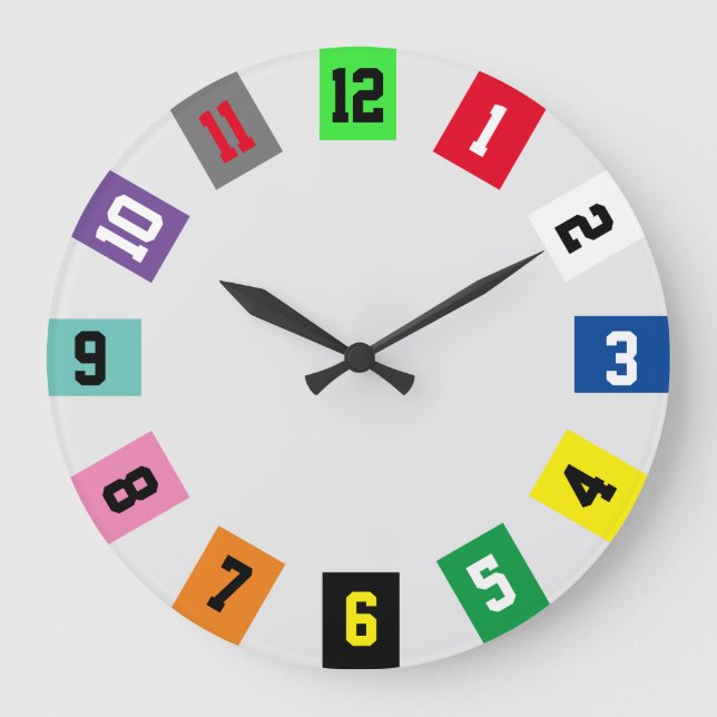 Colourful Horse Racing Numbers Saddle Blanket  Large Clock (Front)
