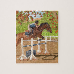 Colourful Horse & Rider Jumping Jigsaw Puzzle