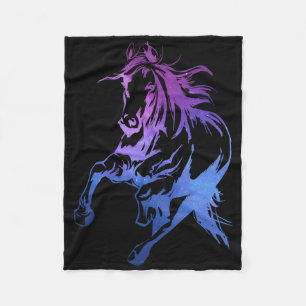 Colourful Horse Riding Horseback Horse Silhouette Fleece Blanket