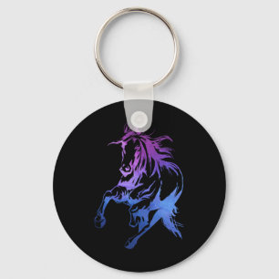 Colourful Horse Riding Horseback Horse Silhouette Key Ring