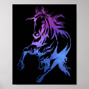 Colourful Horse Riding Horseback Horse Silhouette Poster