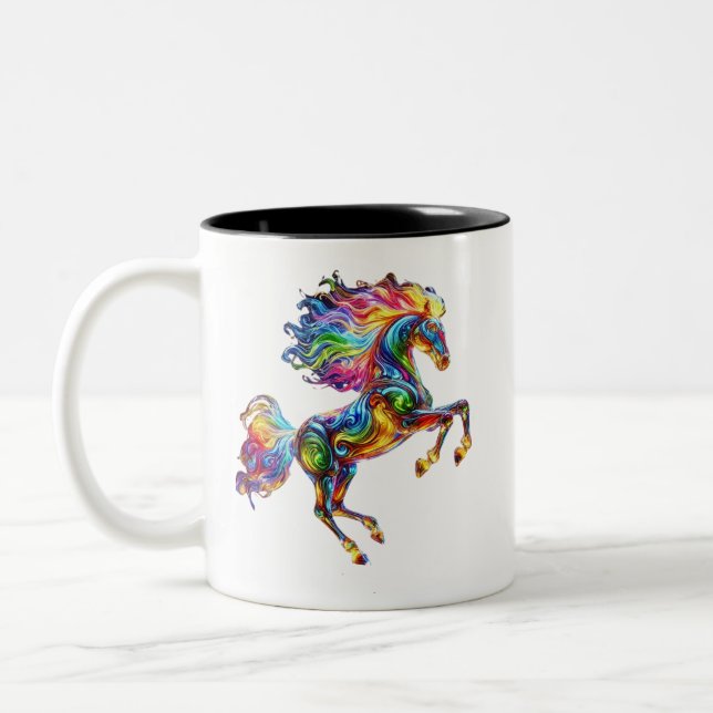 Colourful Horse Two-Tone Coffee Mug (Left)