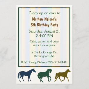Colourful Horses Birthday Invitation
