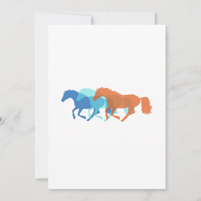 Colourful Horses Running Invitation (Front)