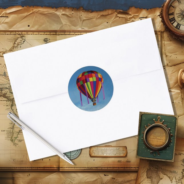 Colourful Hot Air Balloon Classic Round Sticker (Creator Uploaded)