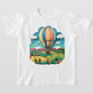 Colourful Hot Air Balloon Landscape Graphic T-Shir T-Shirt