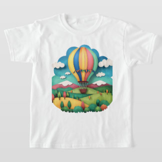 Colourful Hot Air Balloon Landscape Graphic T-Shir T-Shirt