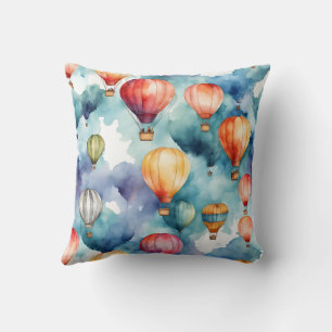 Colourful Hot Air Balloon Pattern Cushion