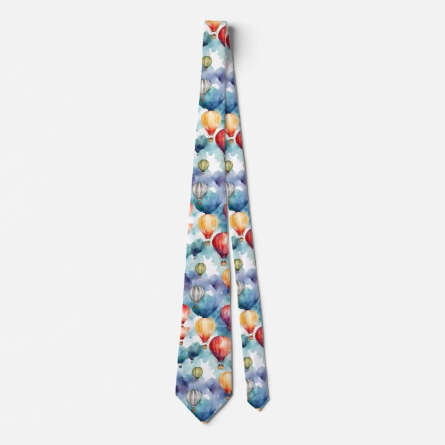 Colourful Hot Air Balloon Pattern  Tie (Front)