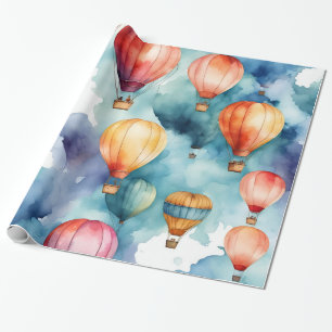 Colourful Hot Air Balloon Pattern  Wrapping Paper