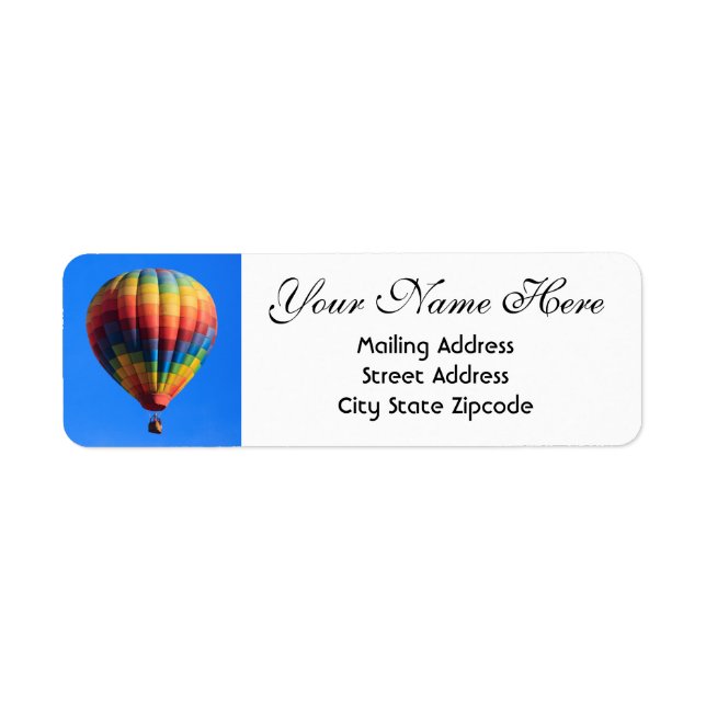 Colourful Hot Air Balloon Return Address Label (Front)