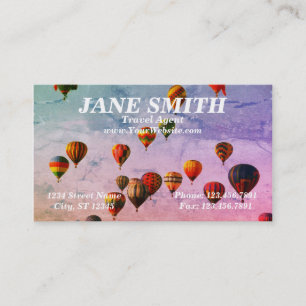 Colourful Hot Air Balloon Travel Theme Business Card