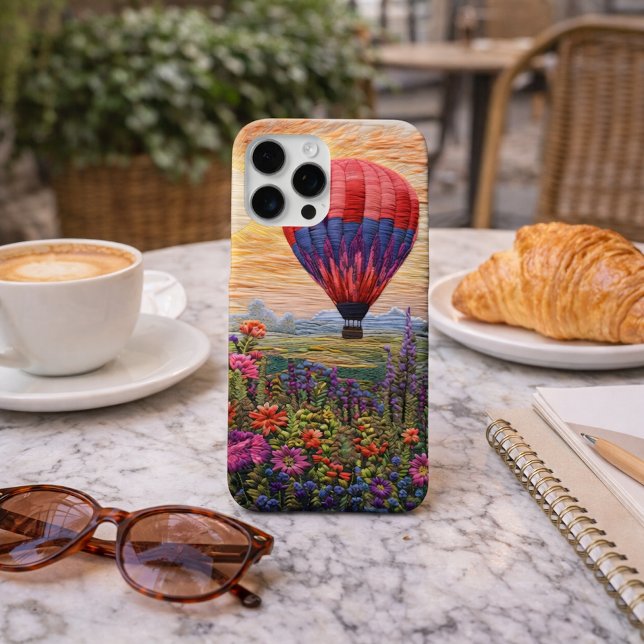 Colourful Hot Air Balloon Wildflower sunset iPhone Case (Creator Uploaded)
