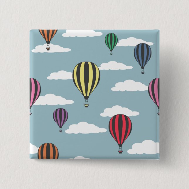 Colourful hot air balloons 15 cm square badge (Front)