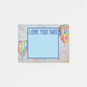 Colourful Hot Air Balloons Art Love You Dad Notes