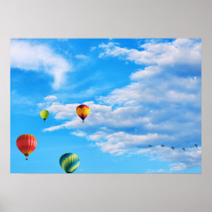 Colourful Hot Air Balloons in the Sky Poster