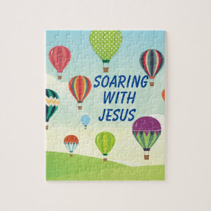 Colourful hot air balloons kids celebration jigsaw puzzle