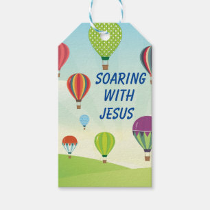 Colourful hot air balloons kids gift tags