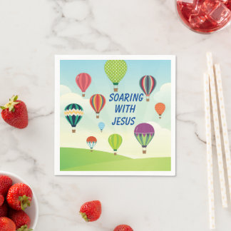 Colourful hot air balloons kids party napkins 