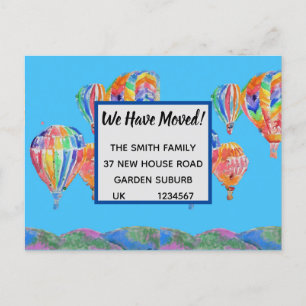 Colourful Hot Air Balloons New Address Postcard