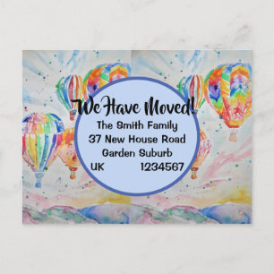 Colourful Hot Air Balloons New Address Postcard