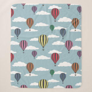 Colourful hot air balloons sherpa blanket
