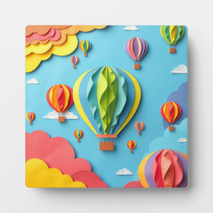 Colourful Hot Air Balloons Sky Pattern Plaque